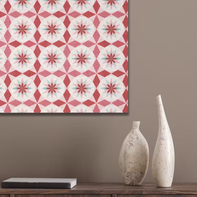 Tegelpatroon - Sterren - Retro - Roze - Mintgroen PET vilt klein 837 -sfeer6_closeup