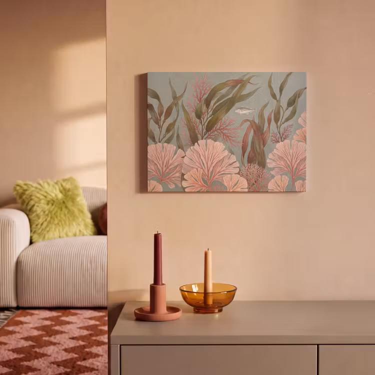 Onderwater - Planten - Vis - Vintage - Groen PET vilt klein -sfeer1