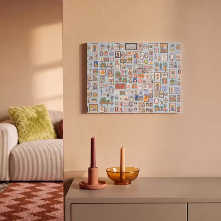 Wanddecoratie - Collectie - Huis - Illustratief - Kleurrijk PET vilt klein -sfeer1