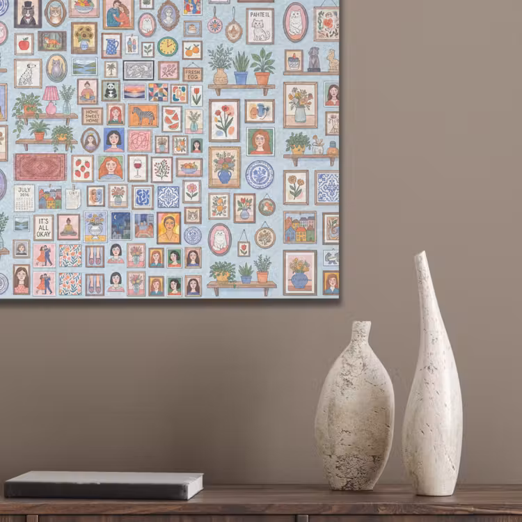 Wanddecoratie - Collectie - Huis - Illustratief - Kleurrijk PET vilt klein -sfeer6_closeup