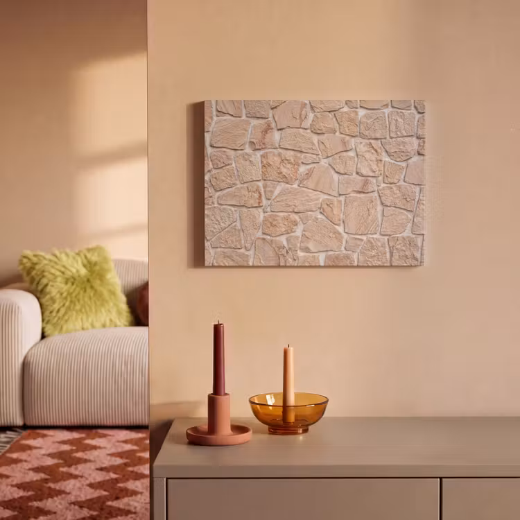 Muur - Steen - Patroon - Rustiek - Beige PET vilt klein -sfeer1
