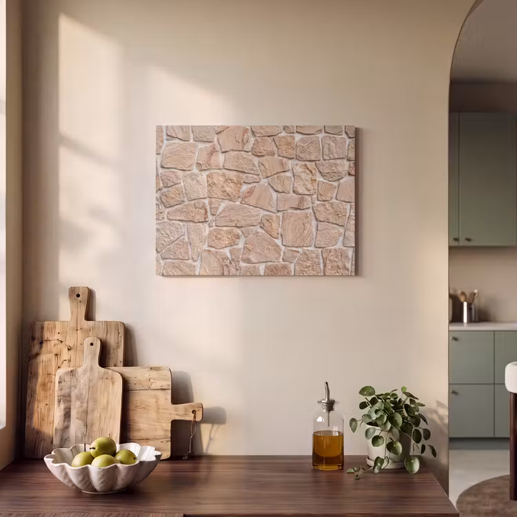 Muur - Steen - Patroon - Rustiek - Beige PET vilt klein -sfeer2