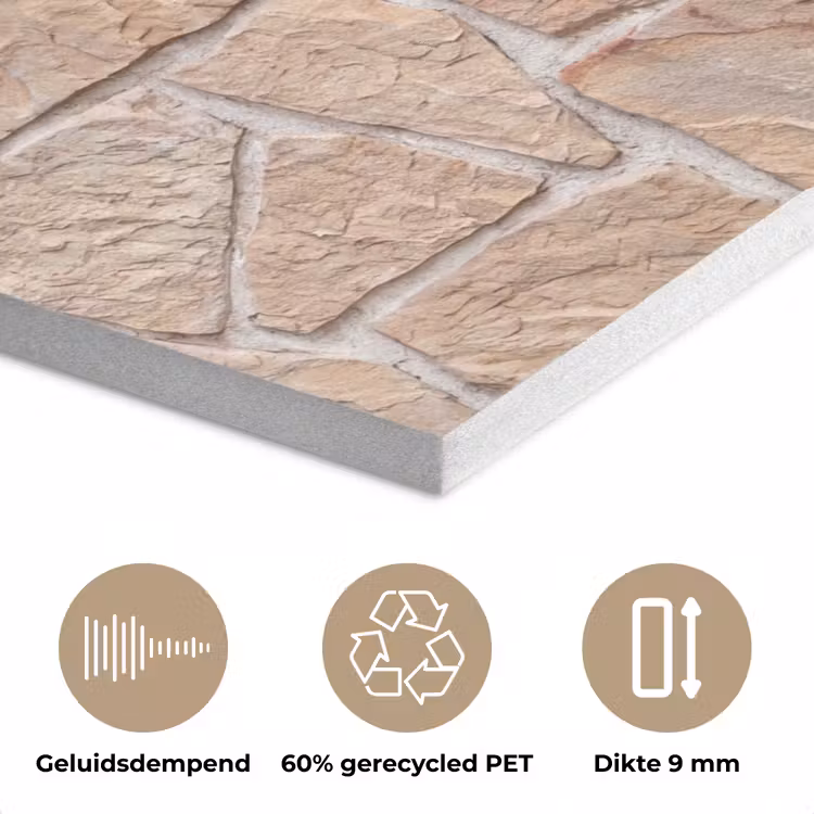 Muur - Steen - Patroon - Rustiek - Beige PET vilt klein -closeup_NL