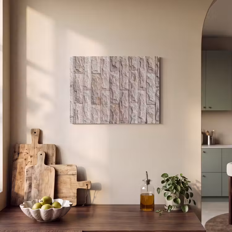 Muur - Steen - Ruw - Beige - Textuur PET vilt klein -sfeer2