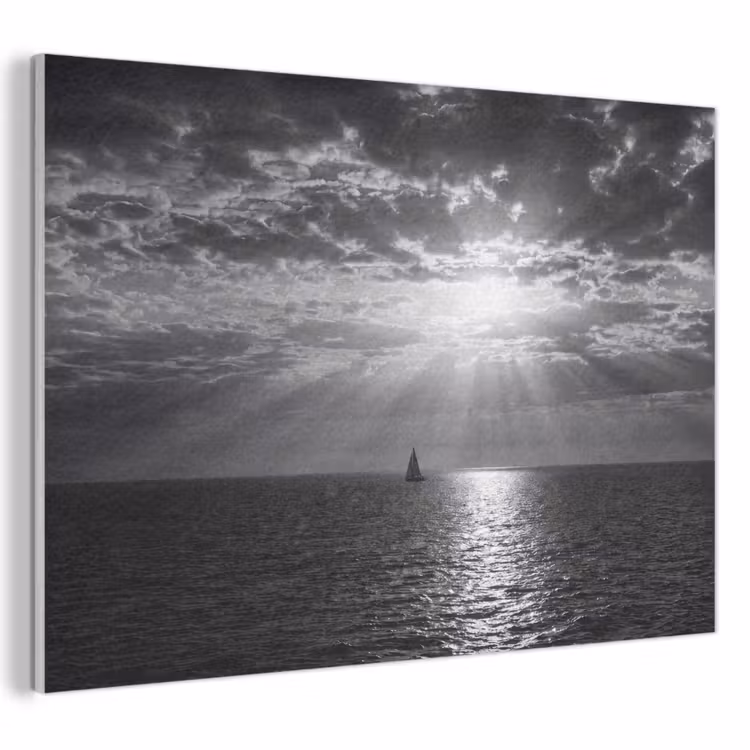 Water - Boot - Lucht - Natuur - Zwart-wit PET vilt klein -3d