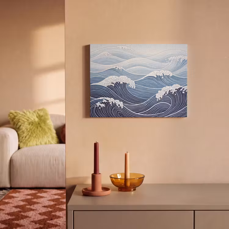 Water - Mozaïek - Landschap - Modern - Blauw PET vilt klein -sfeer1