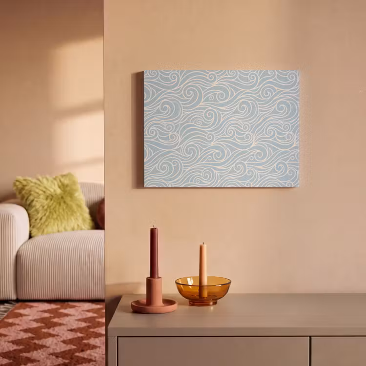 Golf - Abstract - Natuur - Modern - Blauw PET vilt klein -sfeer1
