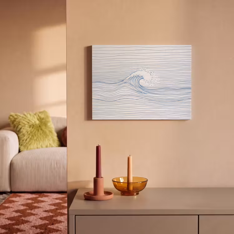 Golf - Brekende - Natuur - Minimalistisch - Blauw PET vilt klein -sfeer1