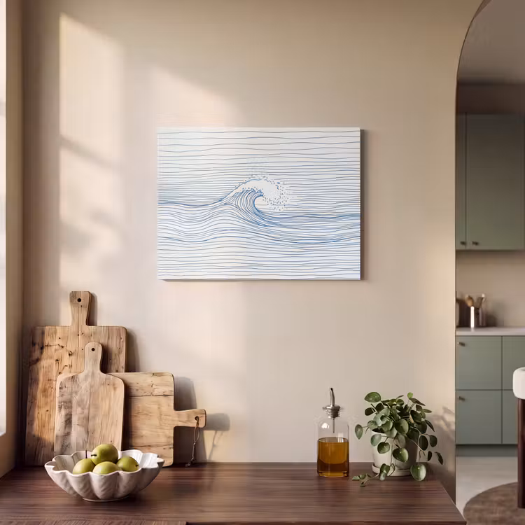 Golf - Brekende - Natuur - Minimalistisch - Blauw PET vilt klein -sfeer2