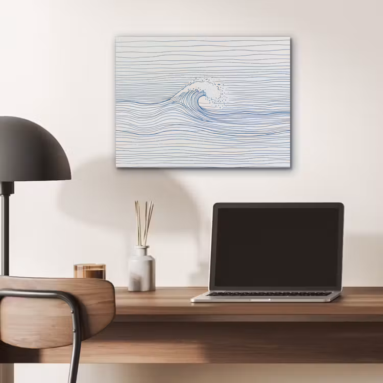 Golf - Brekende - Natuur - Minimalistisch - Blauw PET vilt klein -sfeer5