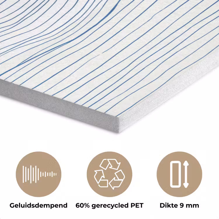 Golf - Brekende - Natuur - Minimalistisch - Blauw PET vilt klein -closeup_NL