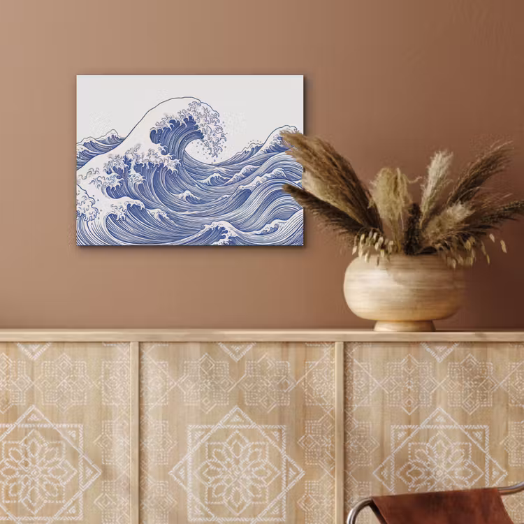 Golf - Japans - Zee - Illustratie - Blauw PET vilt klein -sfeer4