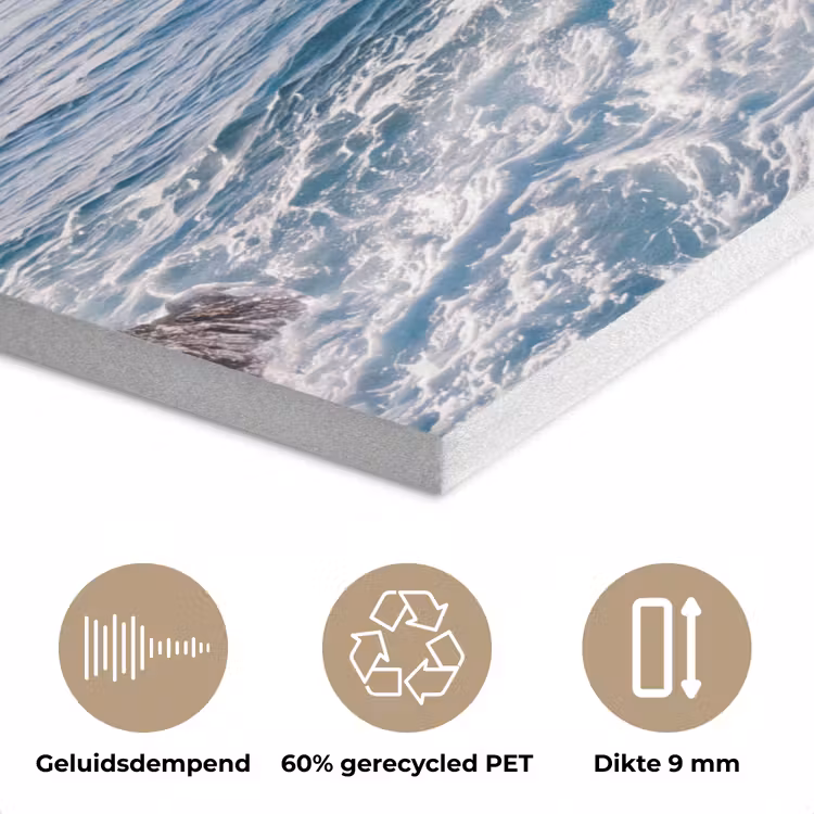 Golf - Oceaan - Brekend - Water - Blauw PET vilt klein -closeup_NL