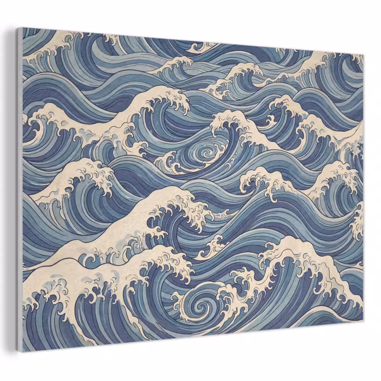 Golven - Zee - Natuur - Abstract - Blauw PET vilt klein -3d