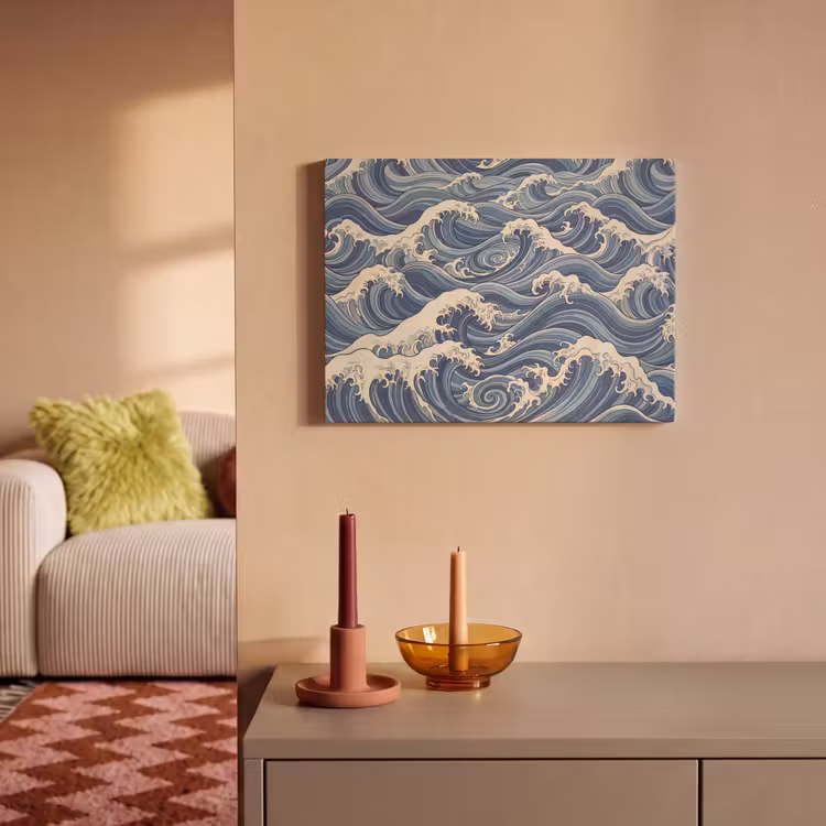 Golven - Zee - Natuur - Abstract - Blauw PET vilt klein -sfeer1