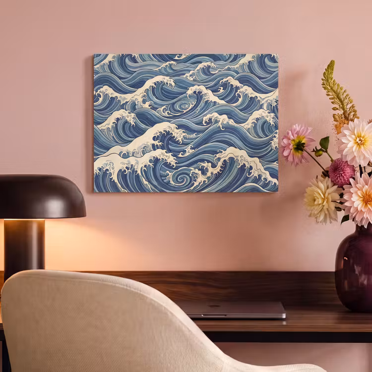 Golven - Zee - Natuur - Abstract - Blauw PET vilt klein -sfeer3