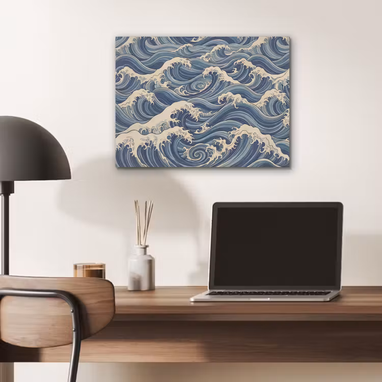 Golven - Zee - Natuur - Abstract - Blauw PET vilt klein -sfeer5