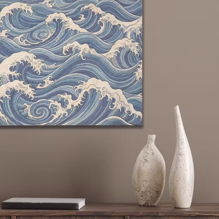 Golven - Zee - Natuur - Abstract - Blauw PET vilt klein -sfeer6_closeup