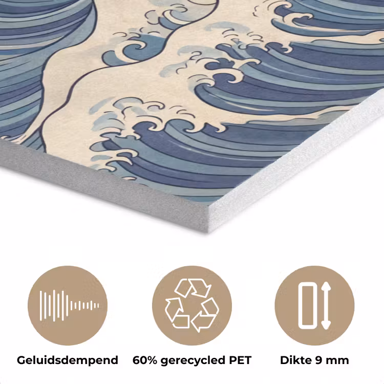 Golven - Zee - Natuur - Abstract - Blauw PET vilt klein -closeup_NL