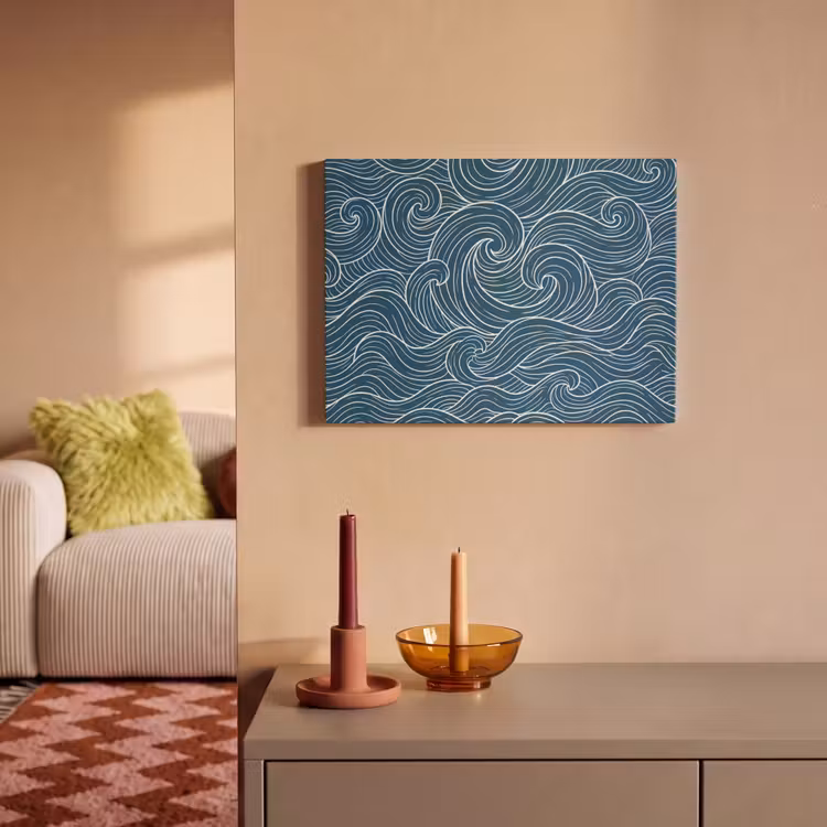 Golven - Spiraal - Water - Abstract - Blauw PET vilt klein -sfeer1