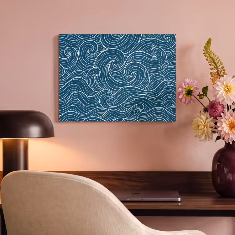 Golven - Spiraal - Water - Abstract - Blauw PET vilt klein -sfeer3