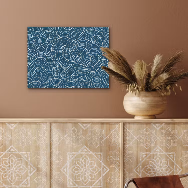 Golven - Spiraal - Water - Abstract - Blauw PET vilt klein -sfeer4