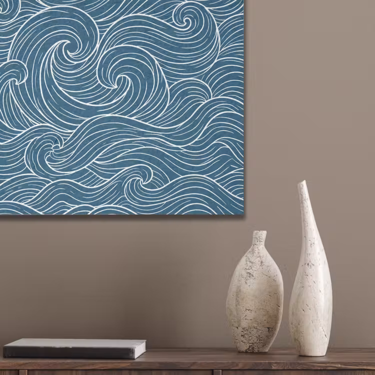 Golven - Spiraal - Water - Abstract - Blauw PET vilt klein -sfeer6_closeup