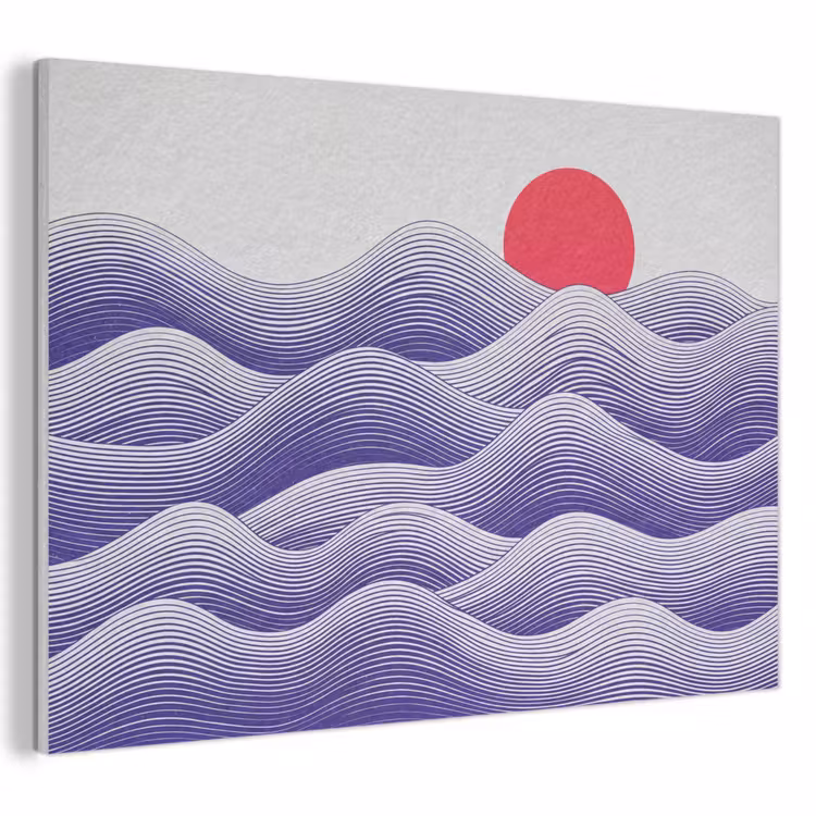 Golven - Zon - Natuur - Abstract - Rood PET vilt klein -3d