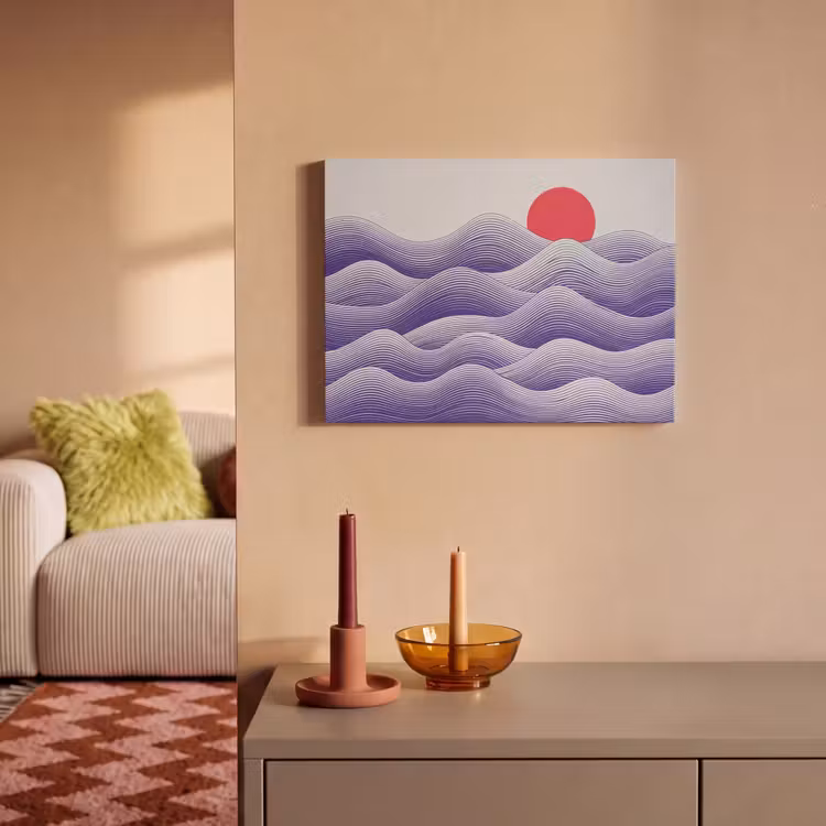 Golven - Zon - Natuur - Abstract - Rood PET vilt klein -sfeer1