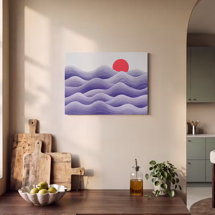Golven - Zon - Natuur - Abstract - Rood PET vilt klein -sfeer2