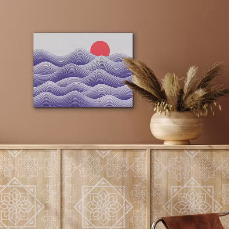 Golven - Zon - Natuur - Abstract - Rood PET vilt klein -sfeer4