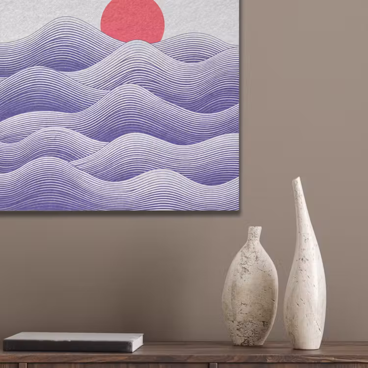 Golven - Zon - Natuur - Abstract - Rood PET vilt klein -sfeer6_closeup