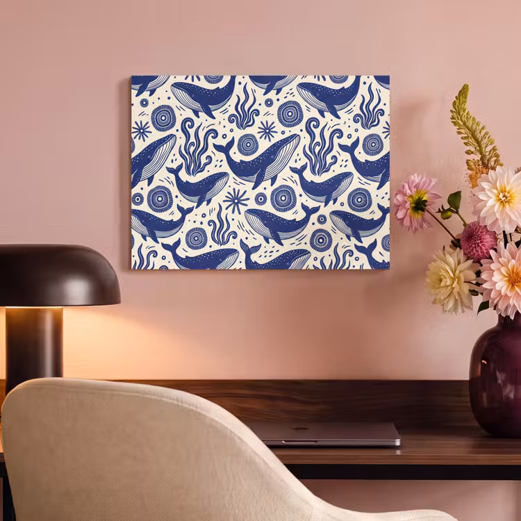 Walvis - Onderwater - Dieren - Abstract - Blauw PET vilt klein -sfeer3