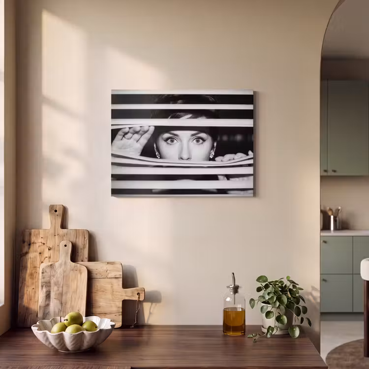 Vrouw - Jaloezieƫn - Portret - Zwart-wit PET vilt klein -sfeer2