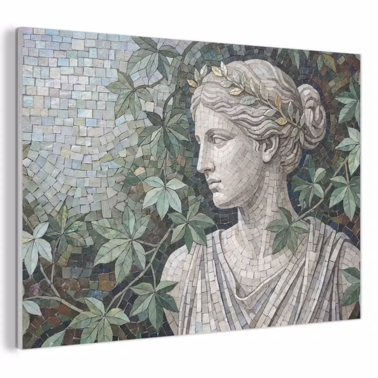 Vrouw - Klassiek - Mozaiëk - Natuur - Groen PET vilt klein -3d