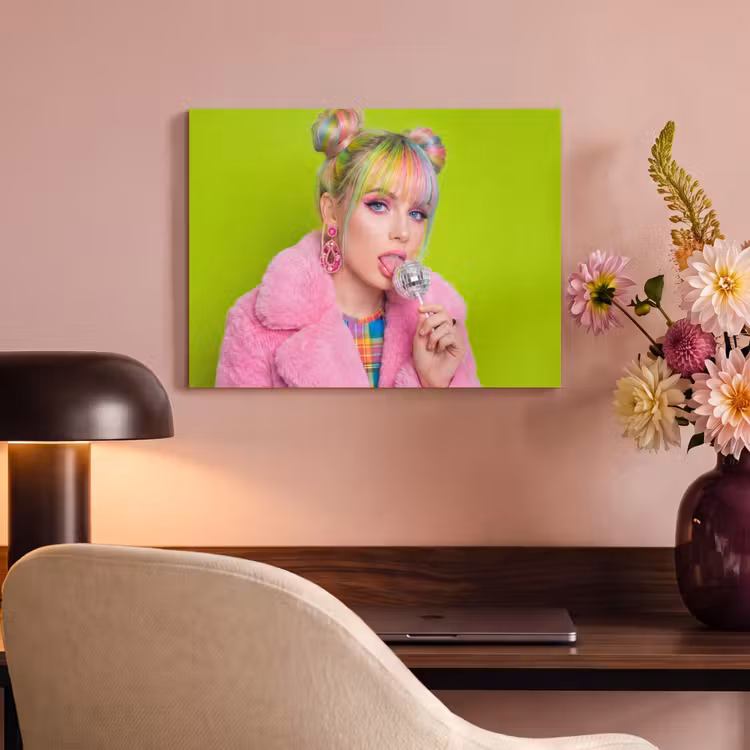 Vrouw - Kleurrijk haar - Pop art - Modern - Levendig PET vilt klein -sfeer3