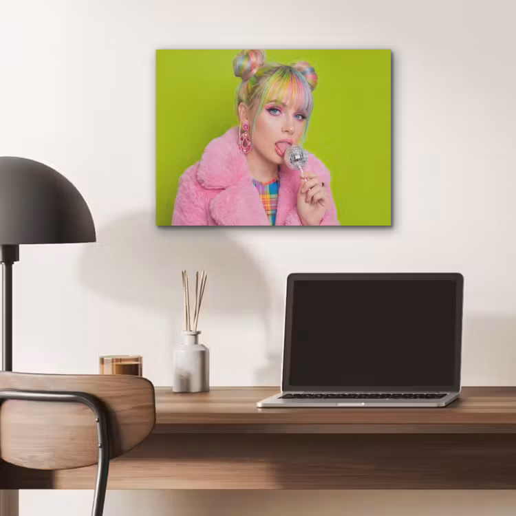 Vrouw - Kleurrijk haar - Pop art - Modern - Levendig PET vilt klein -sfeer5