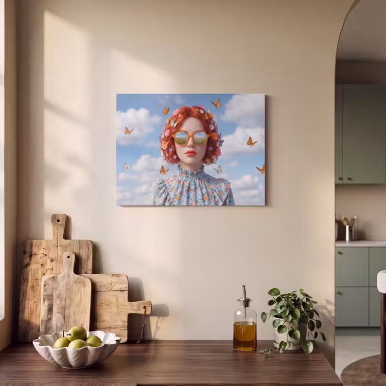 Vrouw - Bloemen - Zomer - Portret - Kleurrijk PET vilt klein -sfeer2
