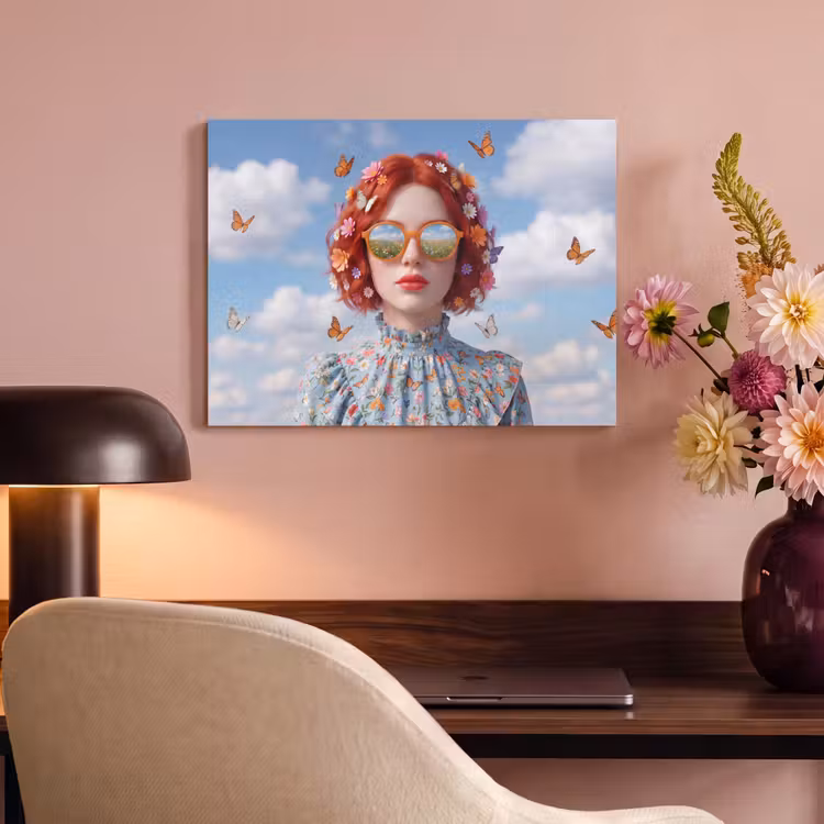 Vrouw - Bloemen - Zomer - Portret - Kleurrijk PET vilt klein -sfeer3