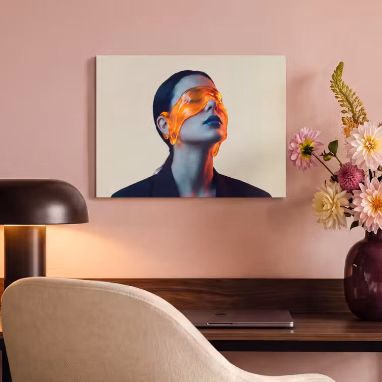 Vrouw - Oranje - Abstract - Modern - Kleurrijk PET vilt klein -sfeer3