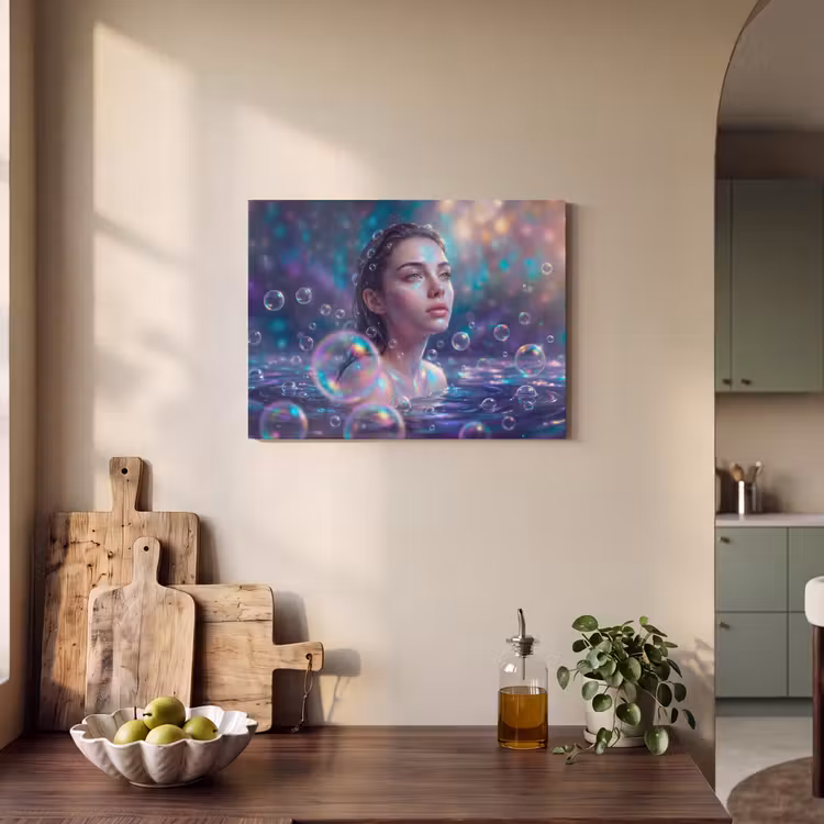 Vrouw - Water - Portret - Kleurrijk - Modern PET vilt klein -sfeer2