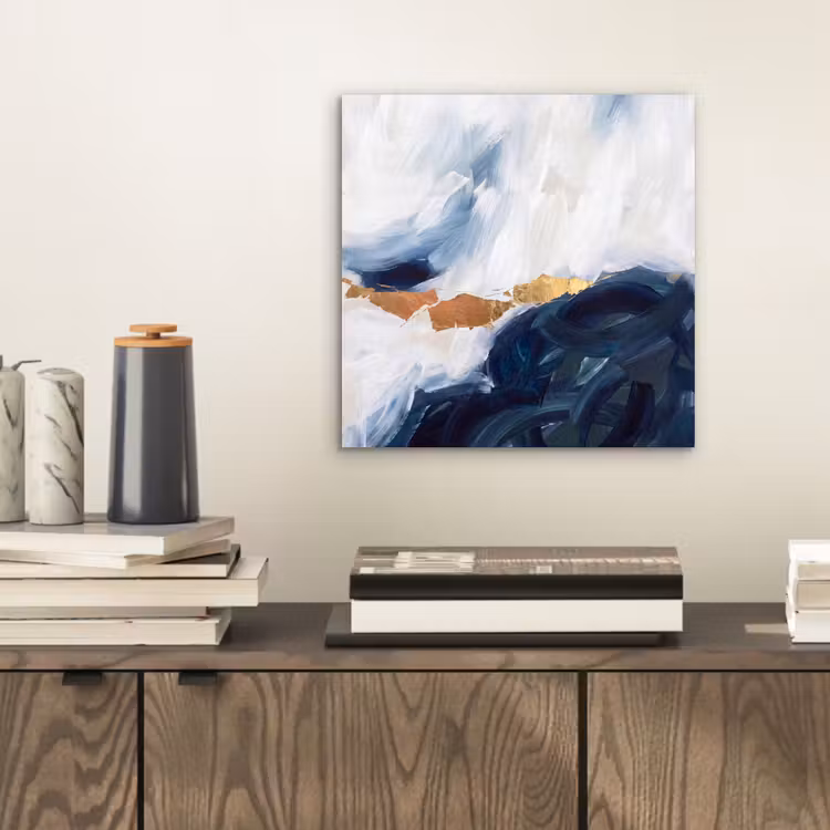 Abstract - Acryl - Blauw - Goud - Elegant aluminium wit klein -sfeer1