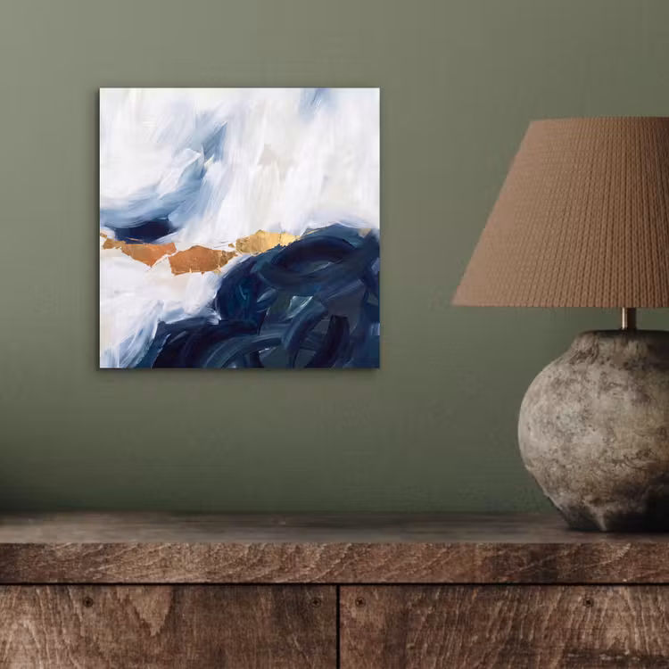 Abstract - Acryl - Blauw - Goud - Elegant aluminium wit klein -sfeer2