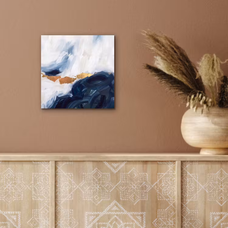 Abstract - Acryl - Blauw - Goud - Elegant aluminium wit klein -sfeer4