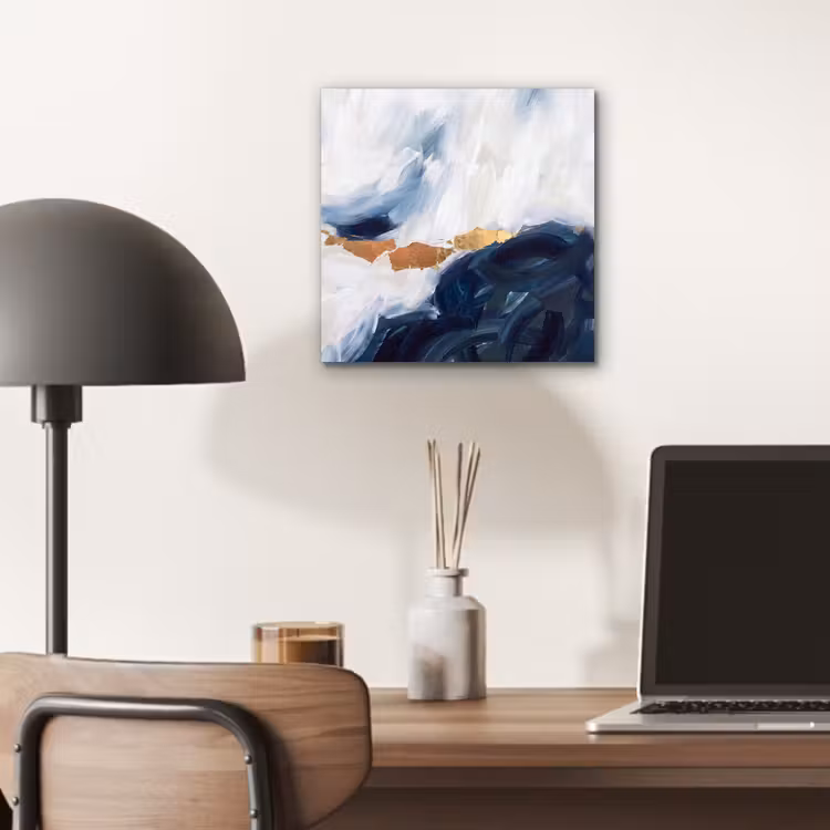 Abstract - Acryl - Blauw - Goud - Elegant aluminium wit klein -sfeer5