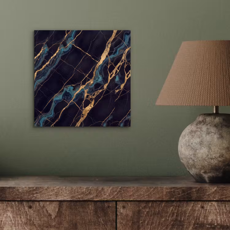 Abstract - Gouden lijnen - Kunst - Modern - Zwart aluminium wit klein -sfeer2