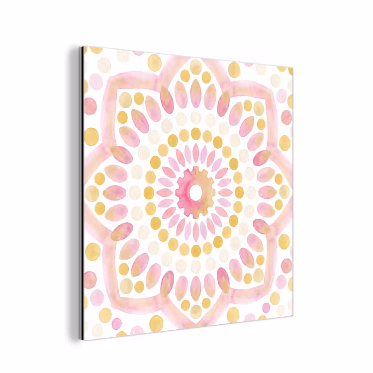 Abstract - Mandala - Kunst - Modern - Roze aluminium wit klein -3d
