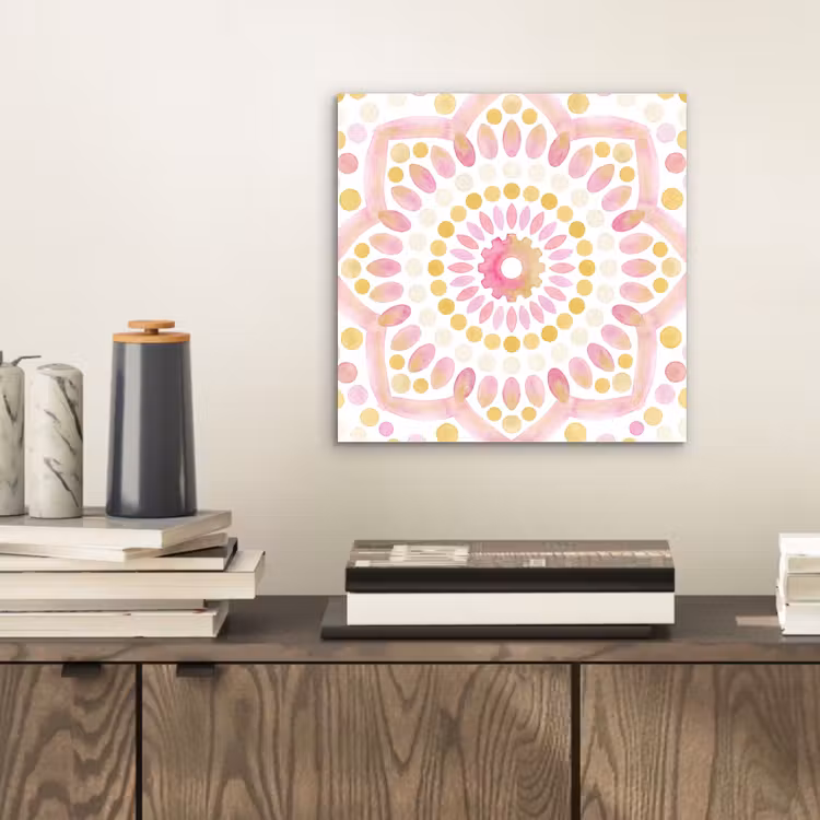 Abstract - Mandala - Kunst - Modern - Roze aluminium wit klein -sfeer1