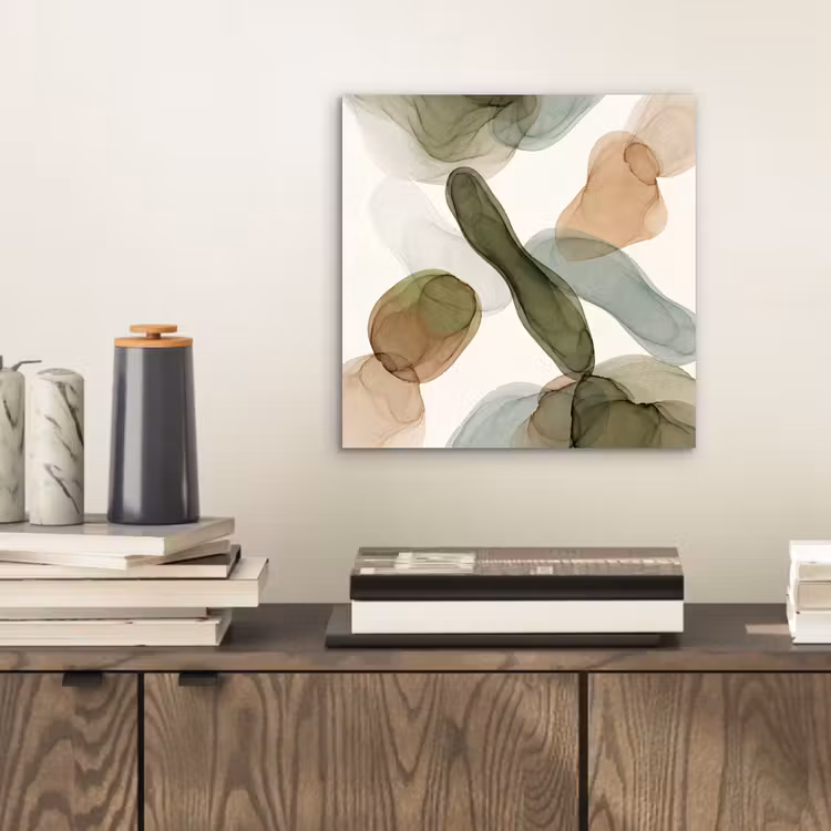 Abstract - Vormen - Modern - Kunst - Groen - Bruin aluminium wit klein -sfeer1