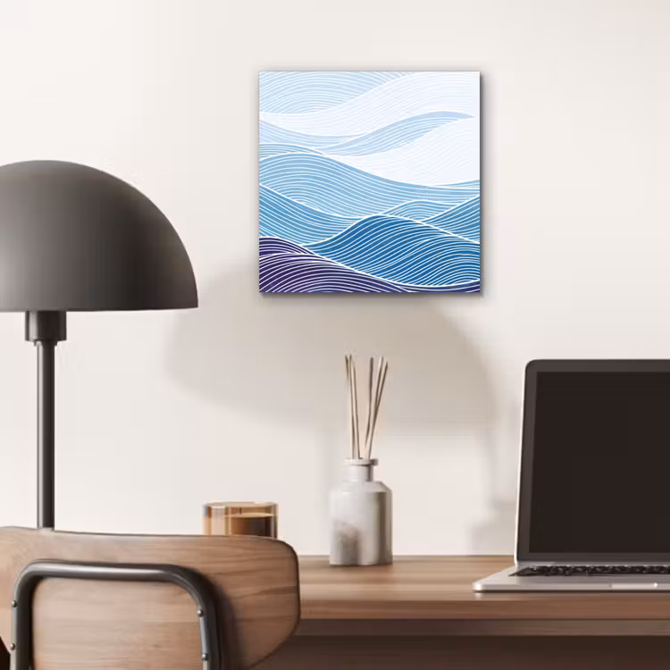Abstract - Golven - Patroon - Blauw - Modern aluminium wit klein -sfeer5